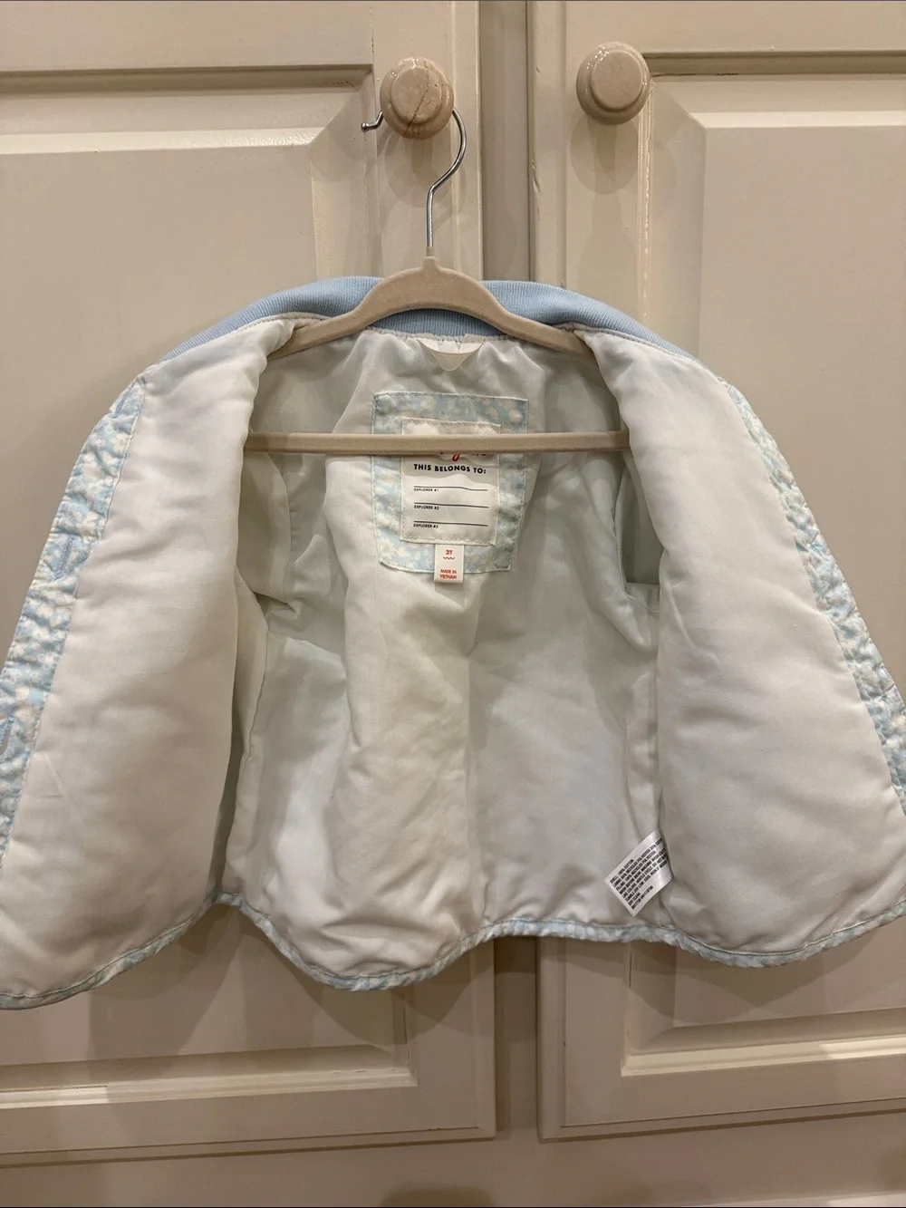 Cat & Jack Quilted Pale Blue Floral Puffer Jacket